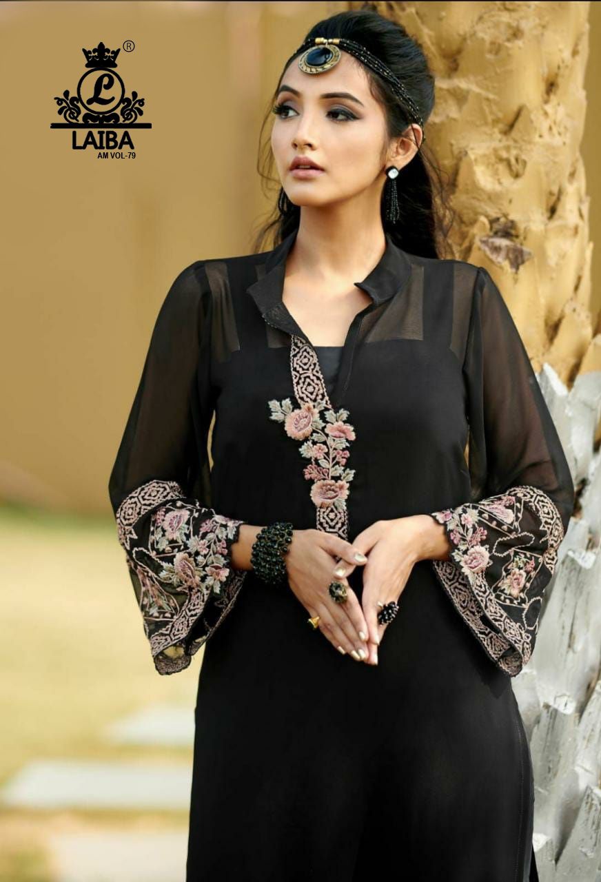 Laiba Am 79 Nx Latest Fancy Festive Wear Georgette Wear Top With Bottom Collection